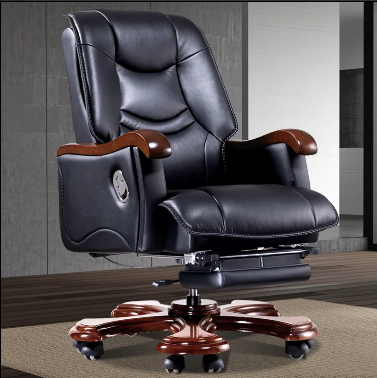 Business high-end president boss chair solid wood executive chair office chair leather computer chair study swivel chair reclini