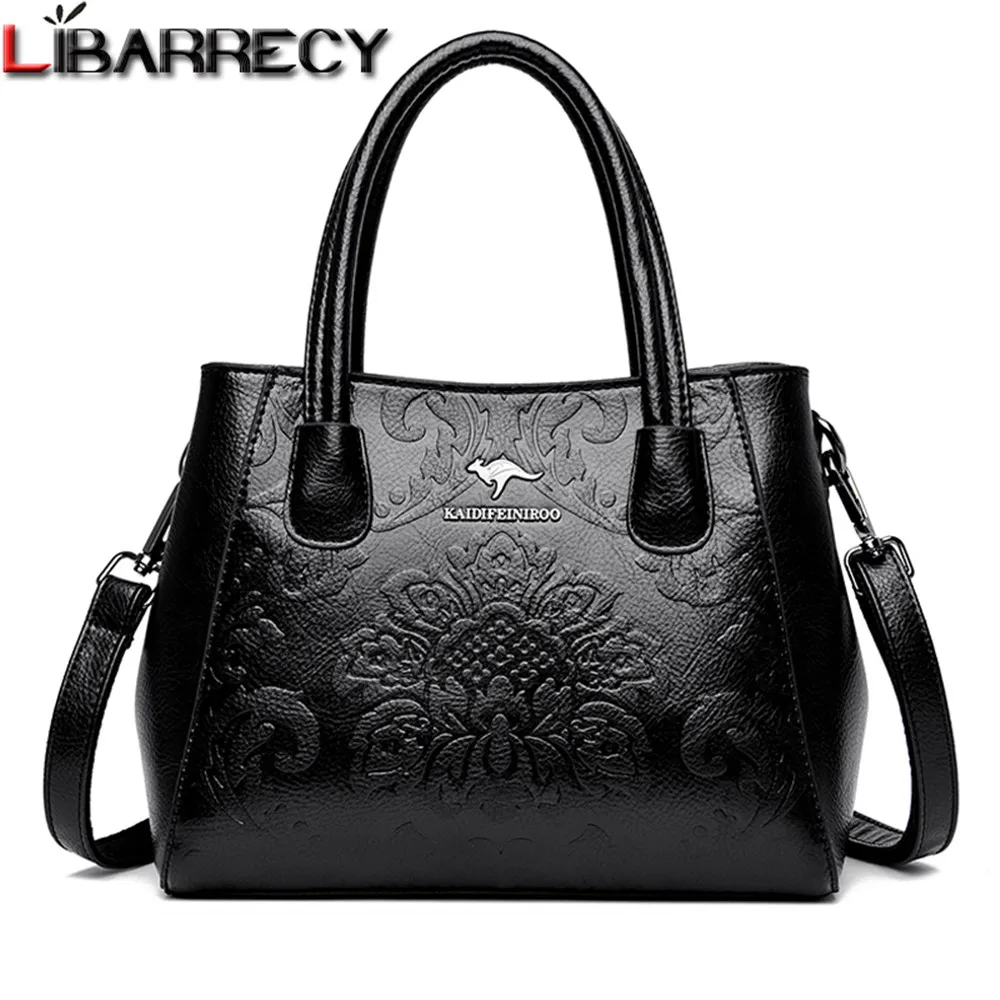 New Flower Pattern Design Women\'s Shoulder Bags Luxury Ladies Handbag Fashion Designer Women Genuine Leather Crossbody Bag Sac