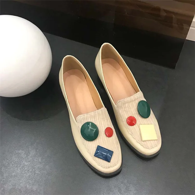 

Fashion Women Big Multi Beads Decor Loafers Girl's Cute Flat Shoes Sequare Toe Comfortable Slip on Leisure Shoes