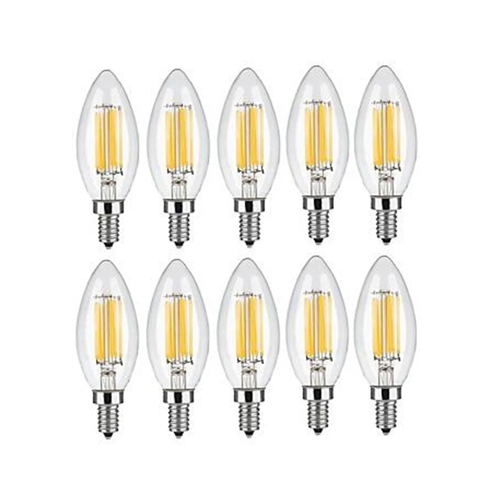 10pcs E14 LED Bulb Filament Candle Lamp Chandelier Light AC220V C35 Edison Retro Antique Vintage Style Cold/Warm White 2W/4W/6W