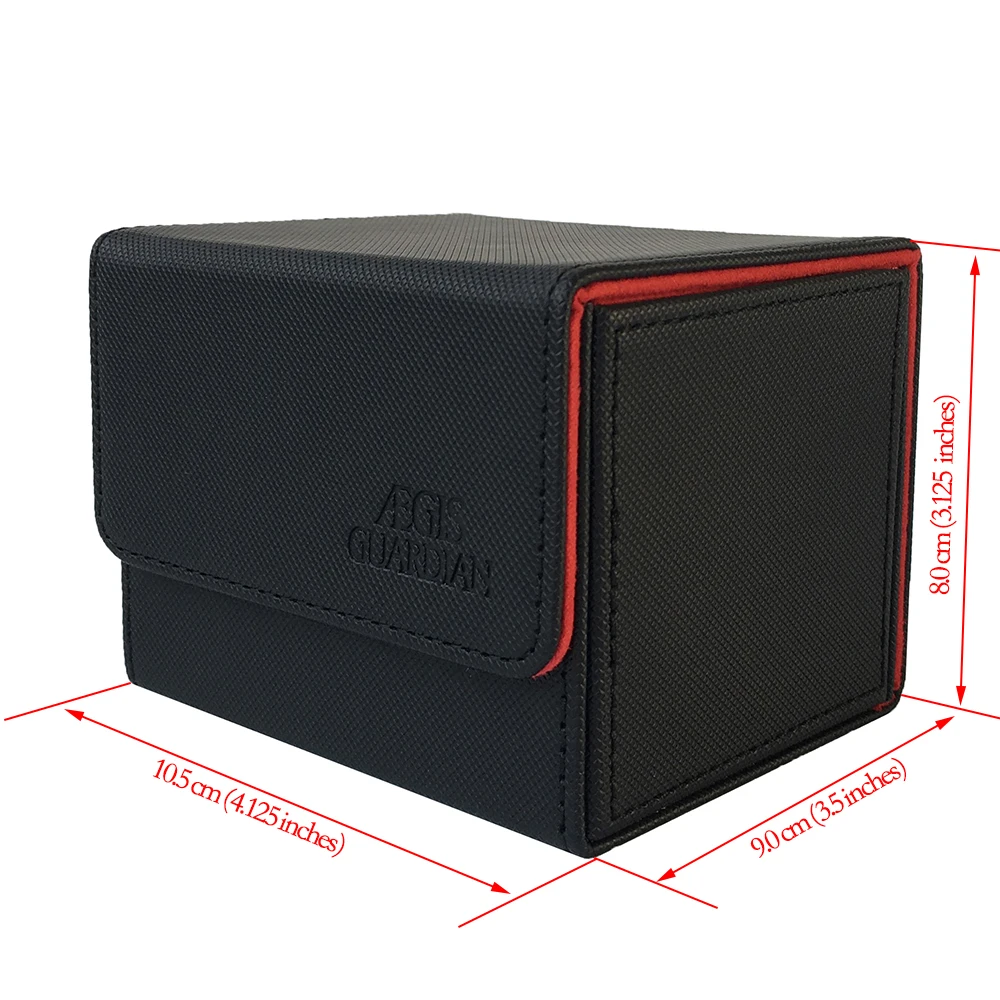 100+ AEGIS GUARDIAN Side-Loading Card Case Deck Casefor- Mtg Yugioh Deck Box: Black+Red