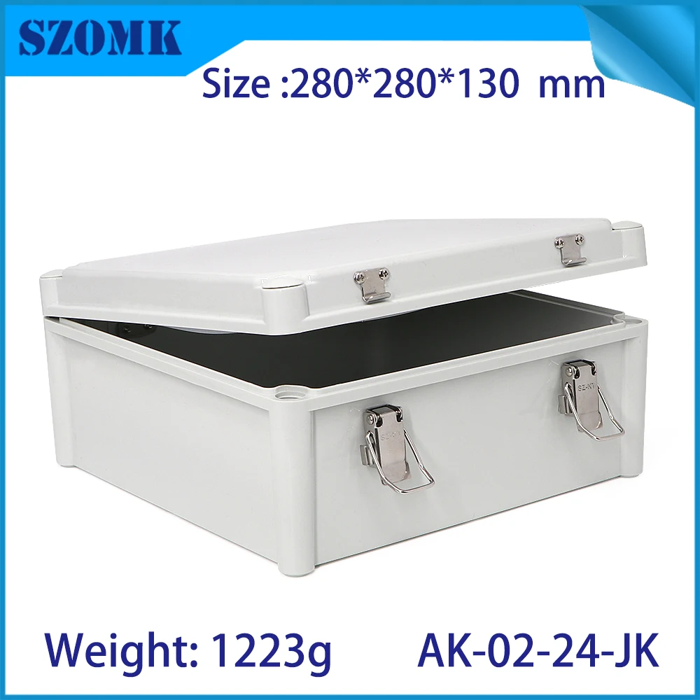 

280*280*130mm szomk hinged plastic electronics junction box circuit board customized waterproof plastic project enclosure box