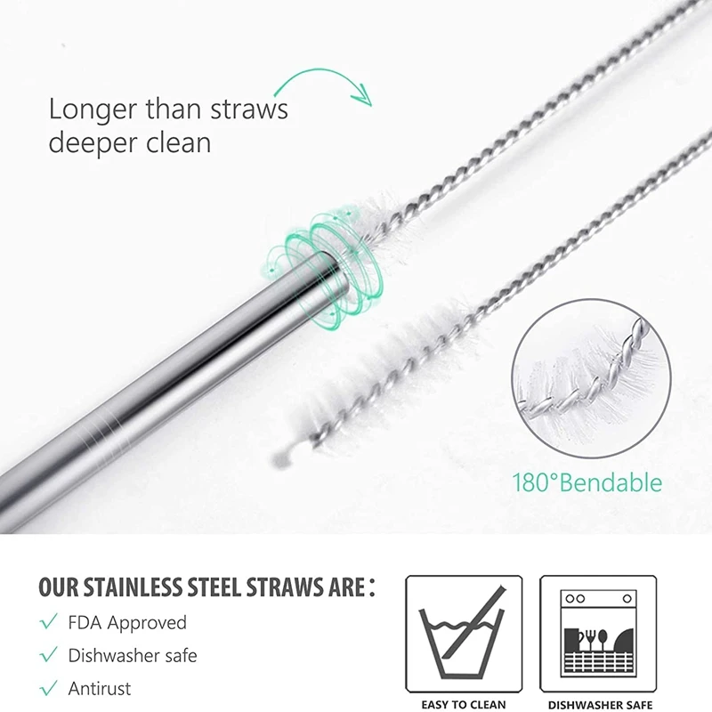 10 Pack Reusable Metal Straws 5 Inch Short Drinking Cocktails Straw 304 Stainless Steel Kids Drinking Straw for Kid Travel Bar