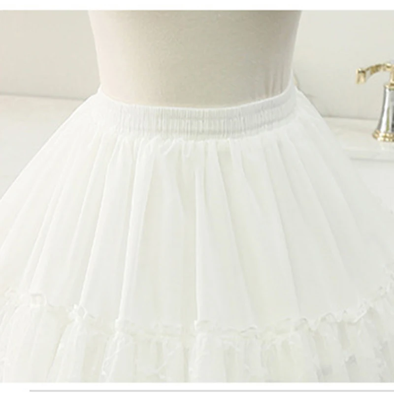 Girl's Lolita Petticoats Bridal Petticoats Women's Cosplay Party Prom Dress Short Underskirt Lace Crinoline Petticoat Puffy 55CM