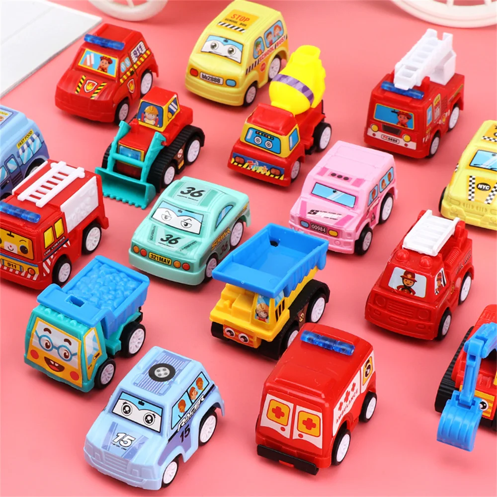 6Pcs Auto Model Speelgoed Pull Back Auto Speelgoed Mobiele Voertuig Brandweerwagen Taxi Model Kid Mini Cars Jongen Speelgoed gift Diecasts Speelgoed Voor Kinderen