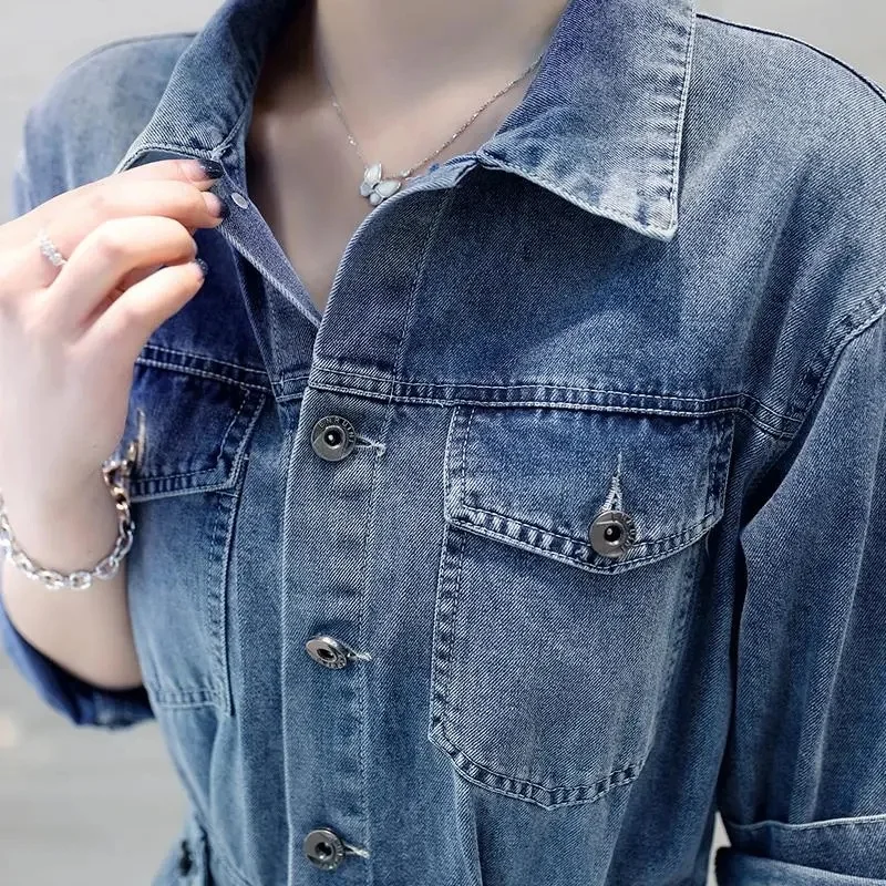 Fashion Denim Jumpsuit Women 2021 New Spring New Tooling Jumpsuit Slim Slimming Age Reduction Suit Trousers Commute
