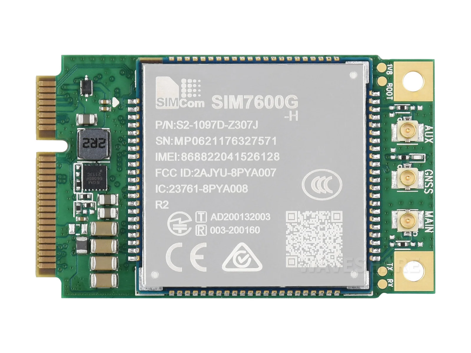 

SIM7600G-H-PCIE,SIMCom Original 4G LTE Cat-4 Module,Global Coverage,With GNSS Support,Mini-PCIe Connector,LTE-TDD,GSM,GPRS,EDGE.