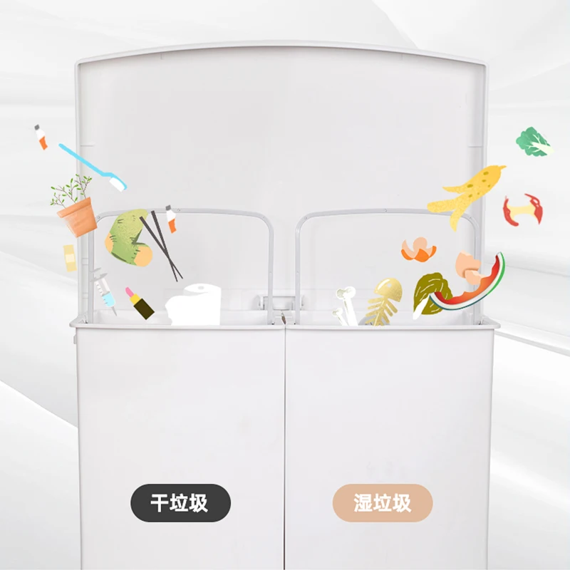 Large Double Bin Trash Bin Plastic Recycling Bins Garbage Sorting Trash Can Kitchen Waste Bins Poubelle Home Supplies