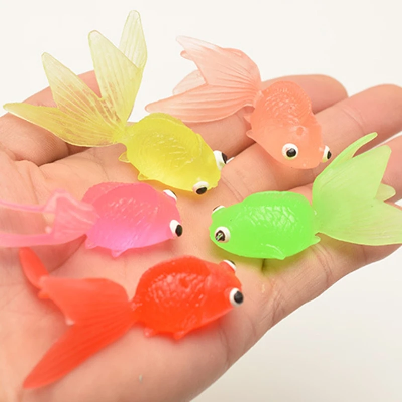 10pcs Rubber Simulation Small Goldfish Gold Fish Kids Decoration Bath Toy