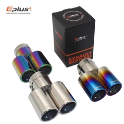 Eplus Auto Styling Uitlaten Uitlaat Staart Keel Pijp Tip Plat Universeel Recht Roestvrij Staal Multi-size Dual Outlet Uitlaat
