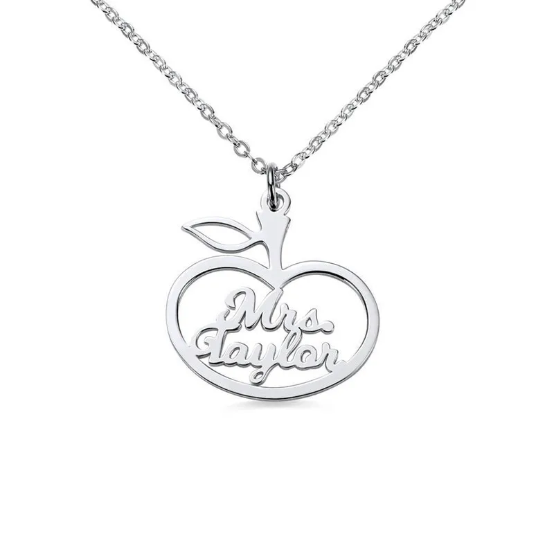 Custom Name Necklace For Women Valentine Jewelry Stainle Steel Personalized Unique Apple Necklacec Pendant Lovers Gift