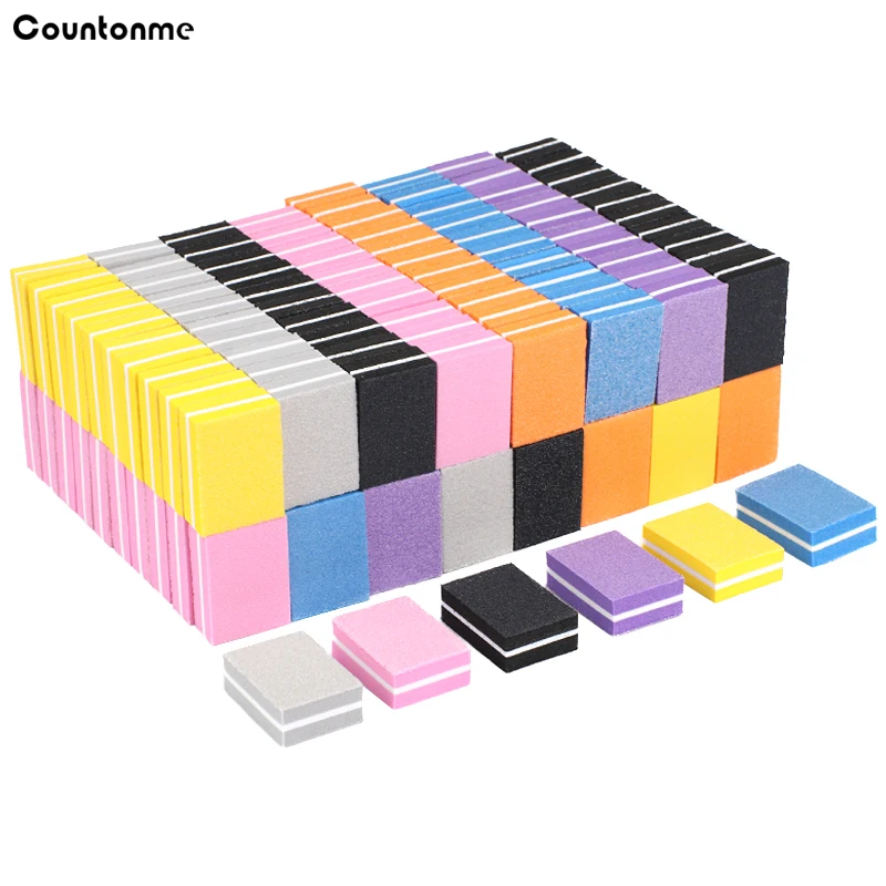 

20Pcs/50Pcs Mini Nail File Blocks Colorful Sponge Double-Sided Nail Polisher Sanding Buffer Strips Polishing Manicure Tools