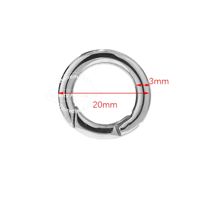 1 pezzo in acciaio inossidabile primavera O Ring moschettone tondo moschettone gancio chiusura a molla portachiavi fibbia per borse gioielli