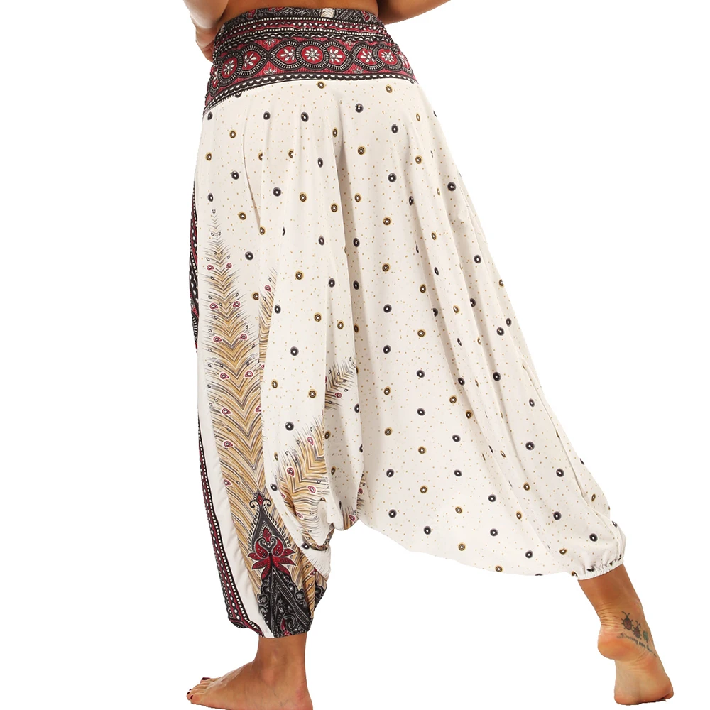Women\'s Harem Hippie Pants Floral Boho Genie Aladdin Clothing Yoga Pants