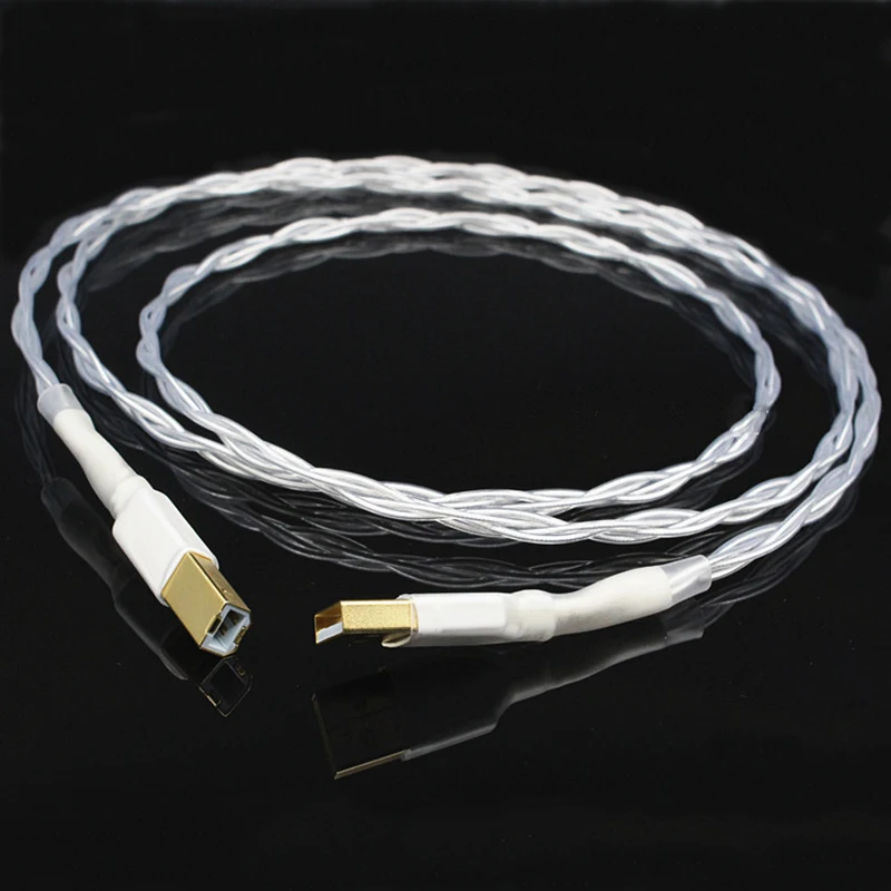 مرحبا نهاية الفضة مطلي USB 6N OCC كابل الصوت HiFi مطلية بالذهب USB موصل A-A A-B التوصيل لكابل البيانات DAC DVD مكبر للصوت #3