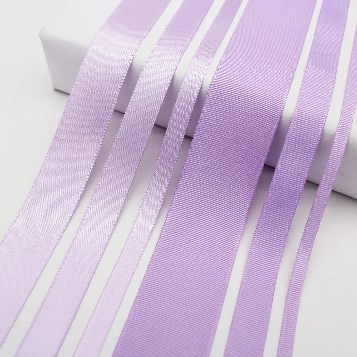 5 Meter/Lot Light Orchid Color Polyester Fabric Grosgrain Ribbon Light Purple Satin Ribbon Handmade Head Wear Crafts DIY Decor