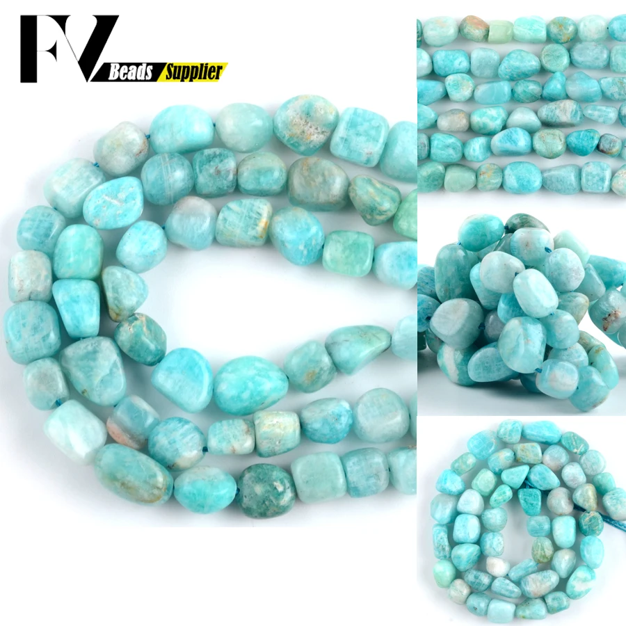 Natural Irregular Amazonite Stone Loose Beads 8-10mm Gravel Spacer Beads For Jewelry Making DIY Bracelets Necklace Accessory 15\