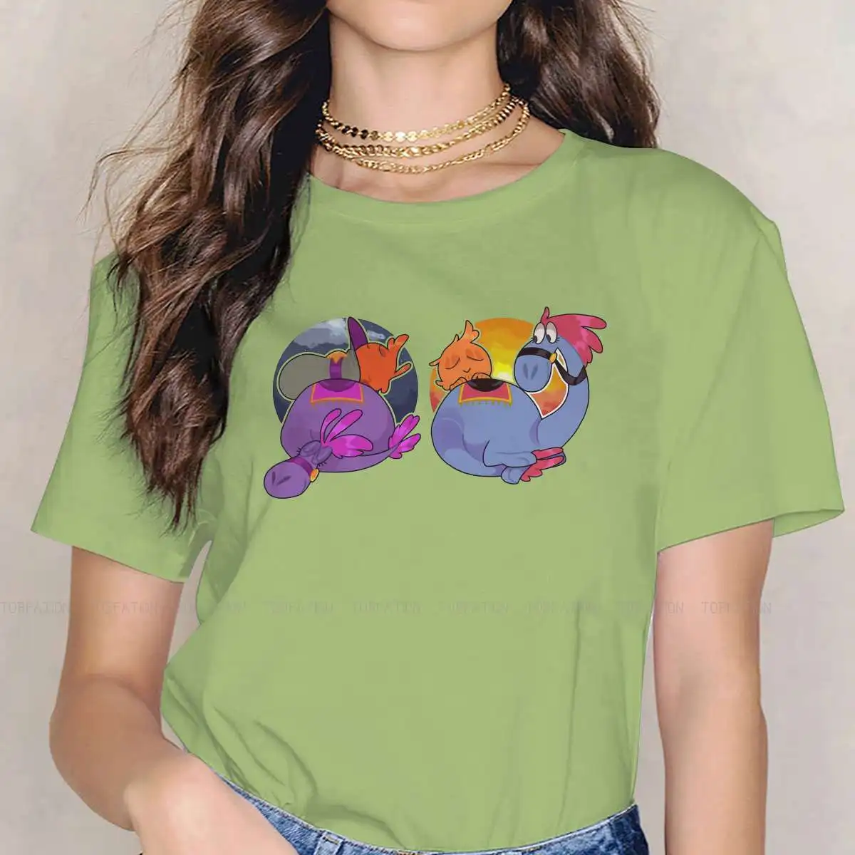 Day Night Woy O Collar TShirt Wander Over Yonder Comic Adventure Animation Fabric Classic T Shirt Girl Tops Individuality Hot