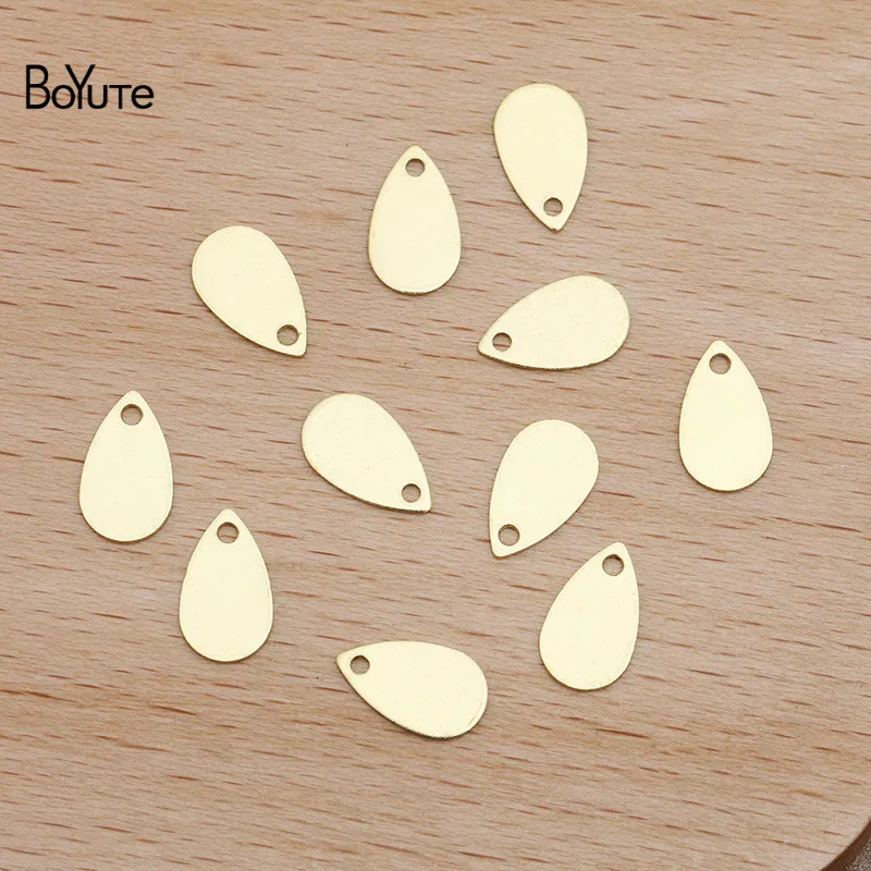 BoYuTe (200 Pieces/Lot) 10*6MM Metal Brass Stamping Water Drop Charms for Jewelry Making