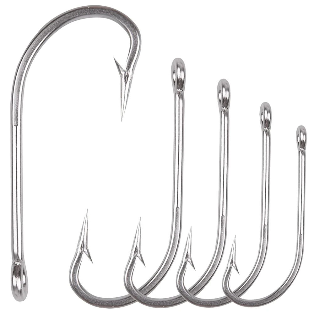 500Pcs Stainless Steel Fishing Hooks Long Shank Barbed Saltwater Fishing Hooks For Worm Single Circle Carp Fishing Hook