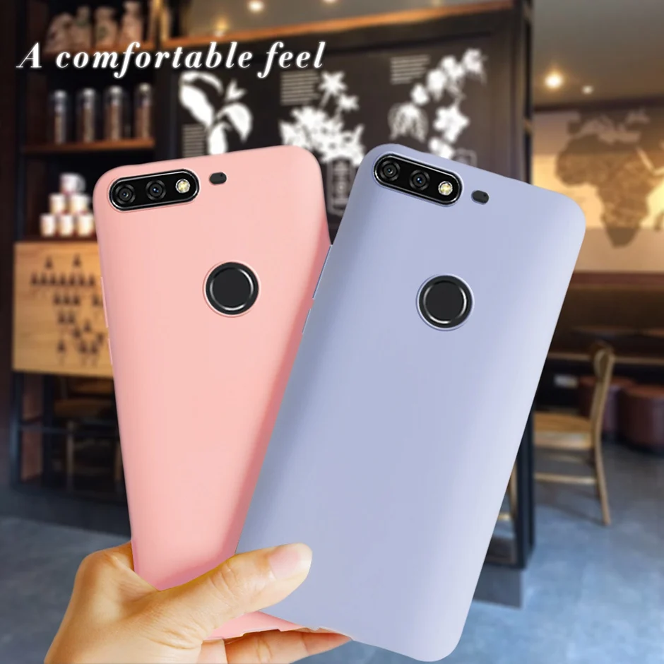 Silicone Phone Case For Huawei Honor 7C Case AUM-L41 Candy Color Soft TPU Back Cover Cases For Honor 7C Russia Version 5.7 inch