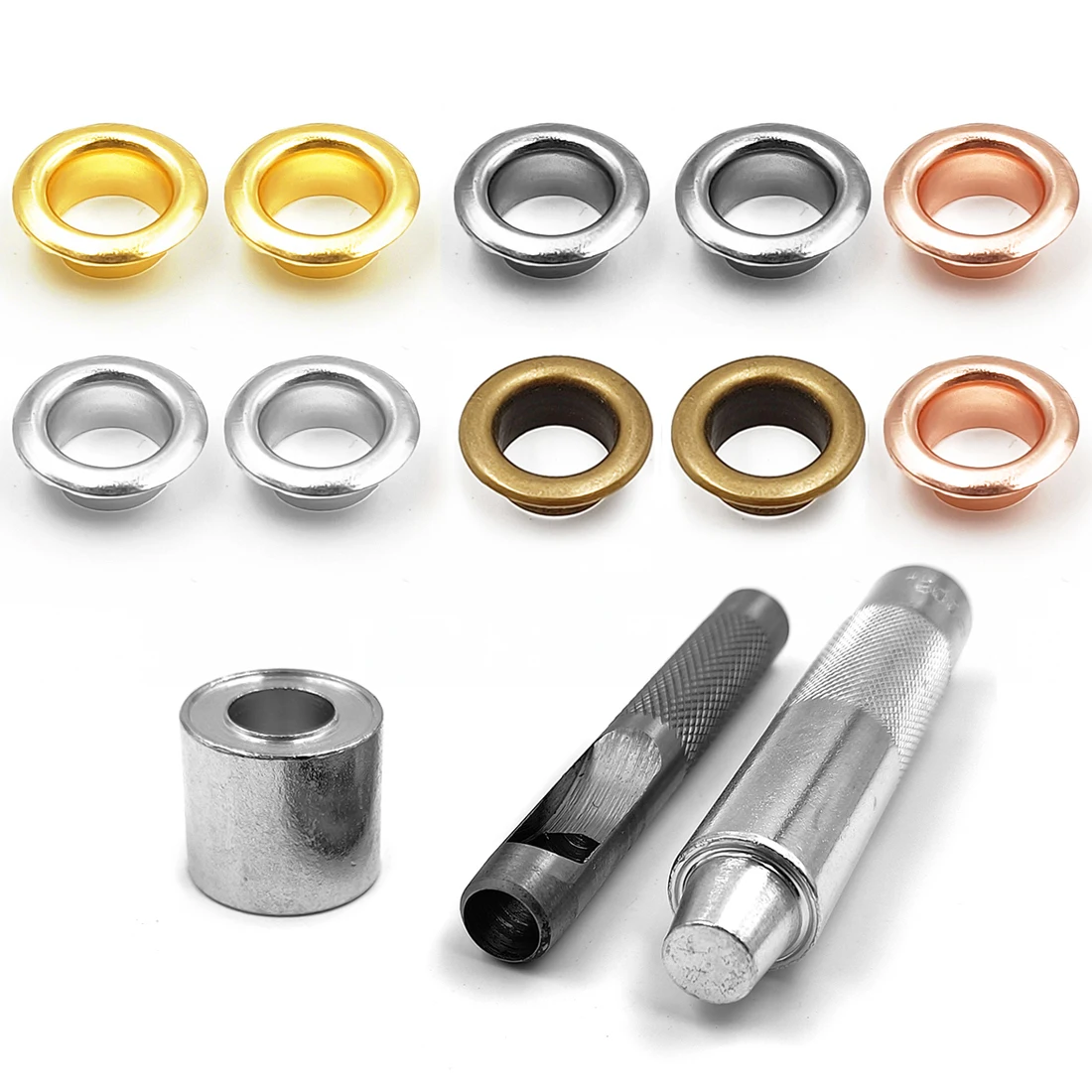 200pcs 8mm Hole Metal Eyelets Grommets with Washer Punch Set Tool Diy Clothes Shoes Belt Cap Bag Tags Leathercraft Accessories