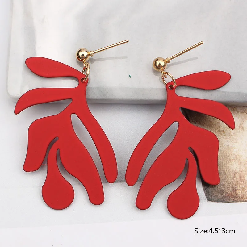 2023 neue Rote Hängende Ohrringe für Frauen Lange Blume Herz Anhänger Baumeln Ohrringe Unregelmäßige Geometrie Element Ohr Schmuck – Detail 31