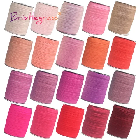 BRISTLEGRASS 50 100 Yard by Roll 5/8" 15mm Solid Shiny Foldover Elastic Band FOE Webbing Hair Tie Headband Dress DIY Sewing Trim