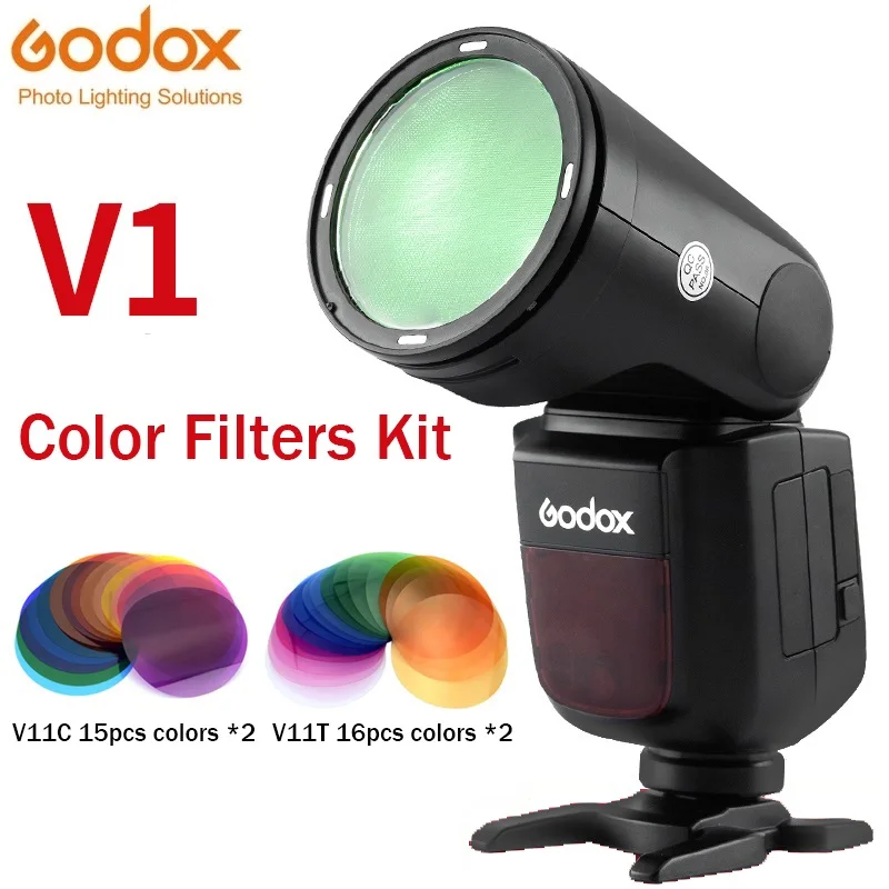 Godox  V11C V11T Color Effects Set Color Temperature Adjustment Set for V1 H200R AK-R1 Round Flash Heads 30pcs Color Gel Filters