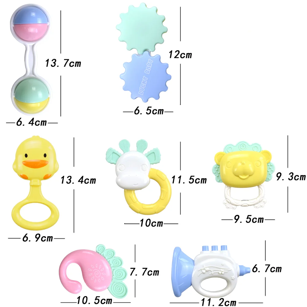 Safe Silicone Cartoon Baby Rattle Bed Bell Ring Molar Plastic Ring Newborn Toys 0-12 Months Teether Baby Educational Toys