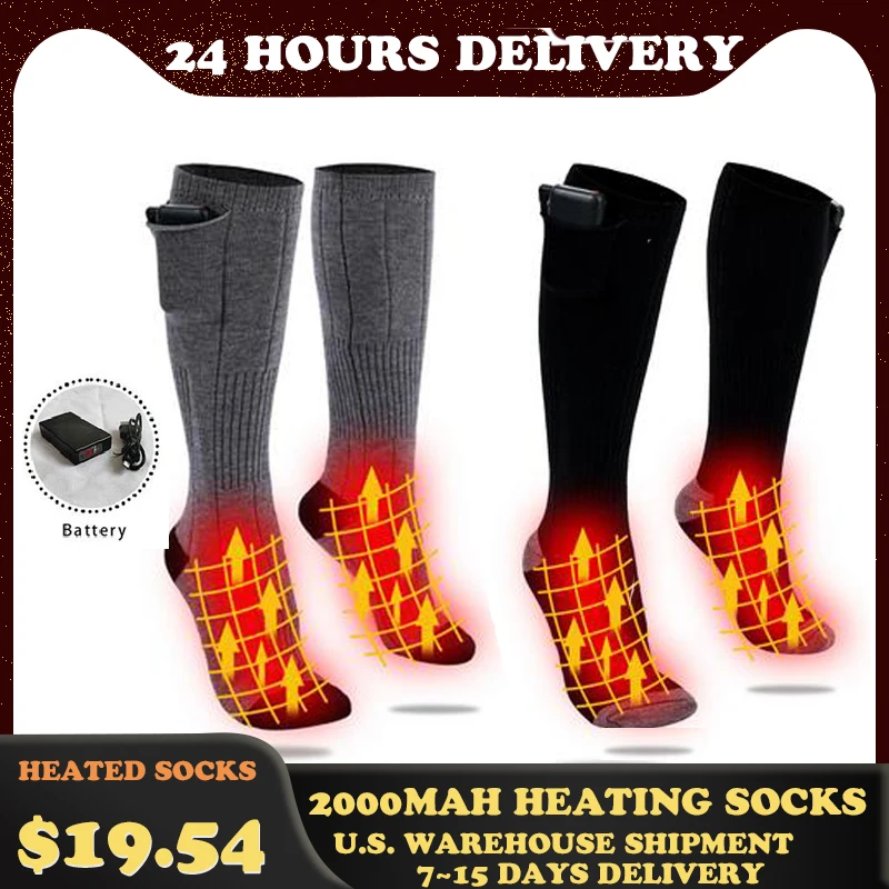 2020 Hot Smart Heating Sports socks Unisex Winter Long Tube Electric Heating Socks Thickened Outdoor Activities Keep Warm Socks