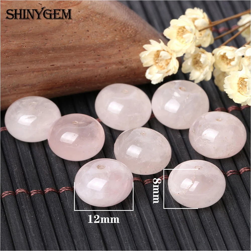 

ShinyGem 20pcs Smooth Natural gemstones Rose Crystal Beads Rondelle Pink Crystal Natural Stone Beads For Jewelry Making 8* 12mm