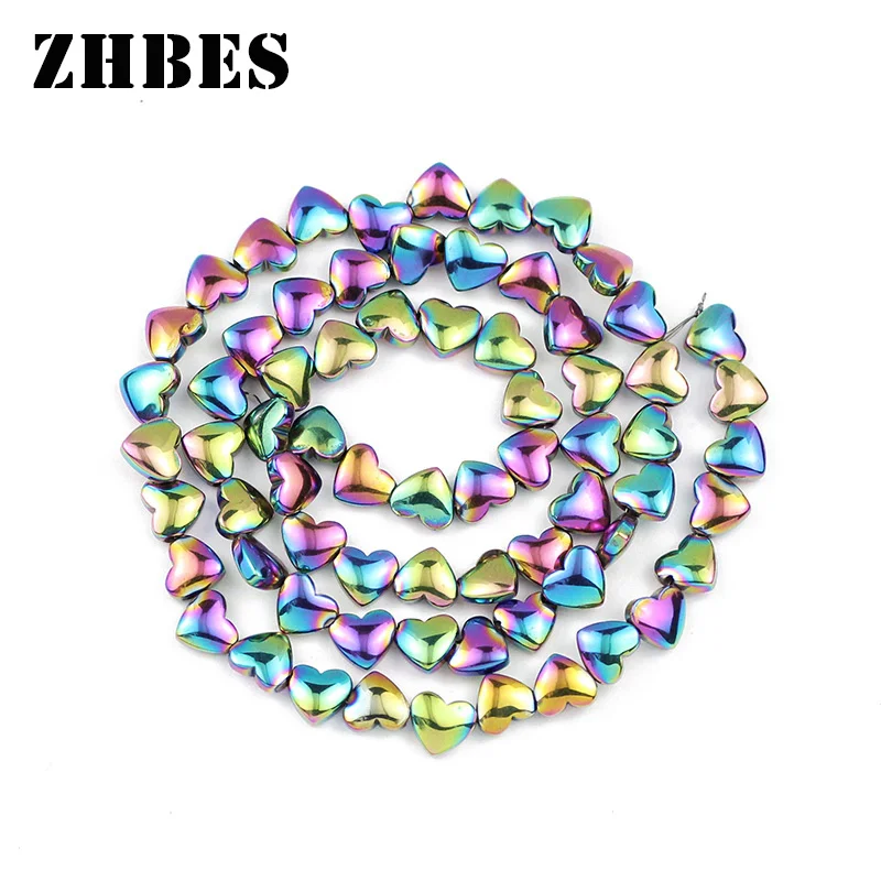 6mm Gold Farbe Schwarz Blau Naturstein Pfirsich Herzen Hämatit Spacer Lose Perlen Für Schmuck Machen DIY Armband Erkenntnisse