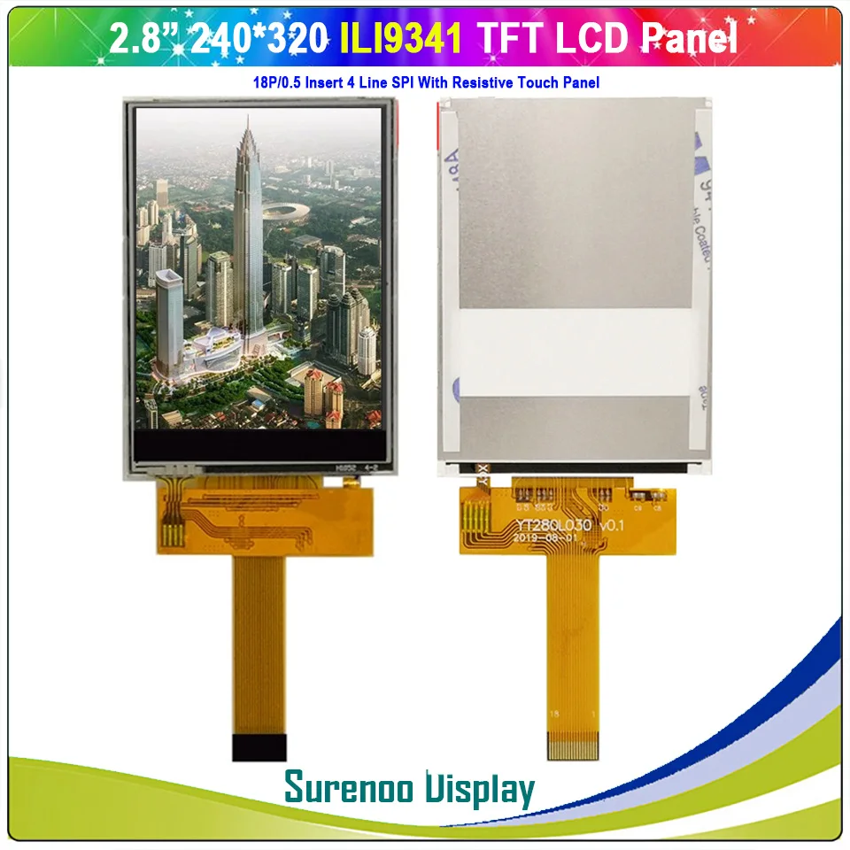 Imagem -03 - Tela Sensível ao Toque Resistiva 2.8 Polegadas 240*320 18p 0.5 Inserção Serial Spi Tft Tela Lcd Lcm Interno Ili9341 St7789 v com Painel Touch