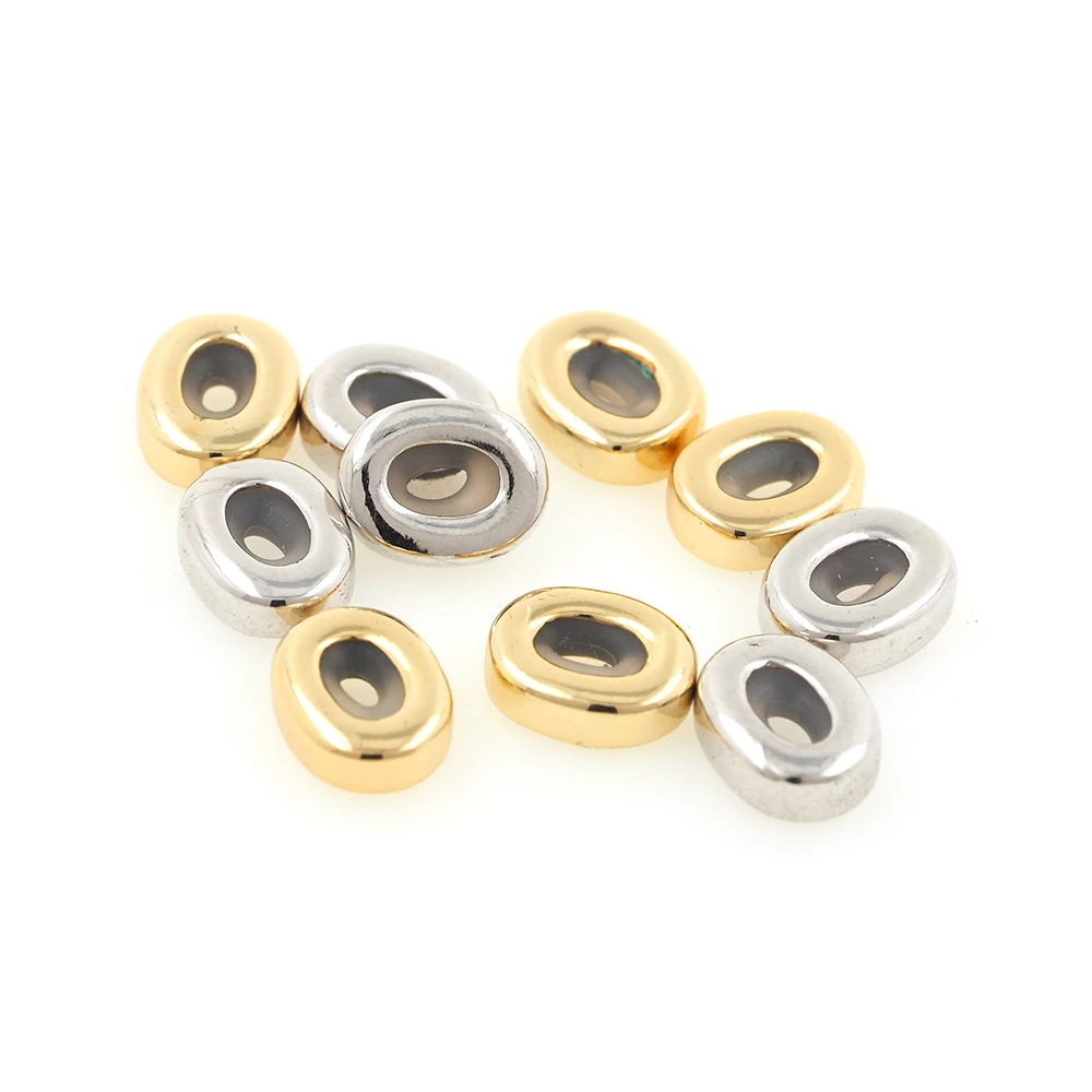 10PCS Gold Brass Roound Spacer Rubber Connector Beads for DIY Bracelets Jewelry Findings