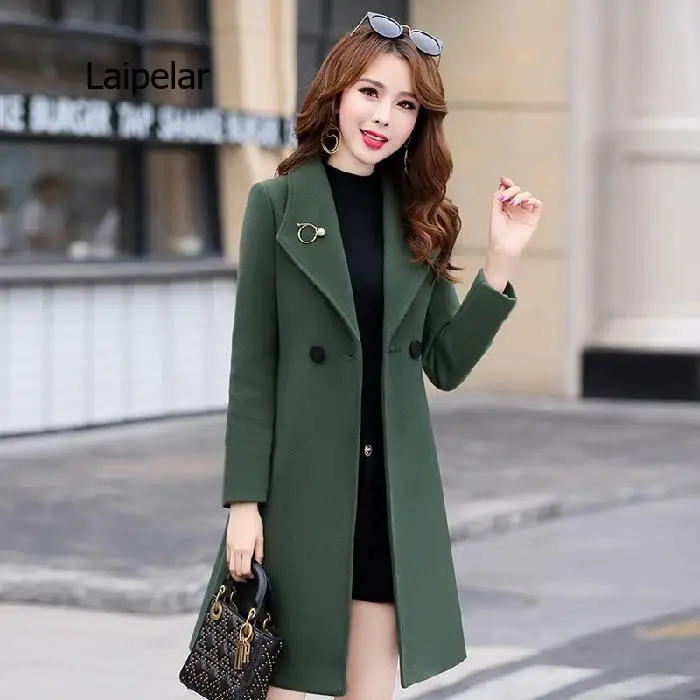 Winter Thick coat  Mid-Length Woolen Coat Women's Autumn and Winter New Large Size Fashionable Woolen Coat