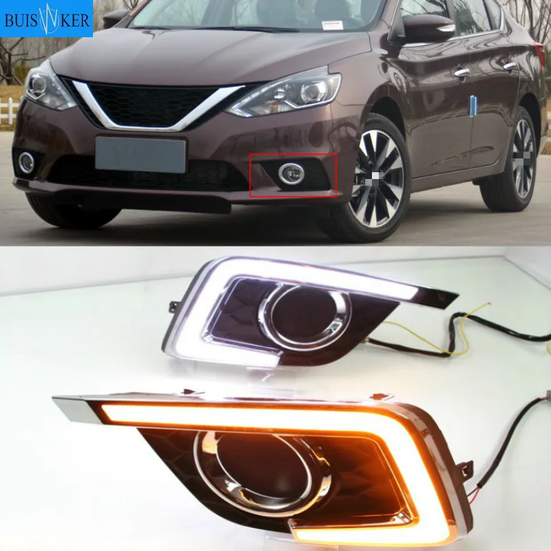 

2pcs LED Daytime Running Lights DRL fog lights For Nissan Sentra Sylphy 2016 2017 2018 headlight headlights