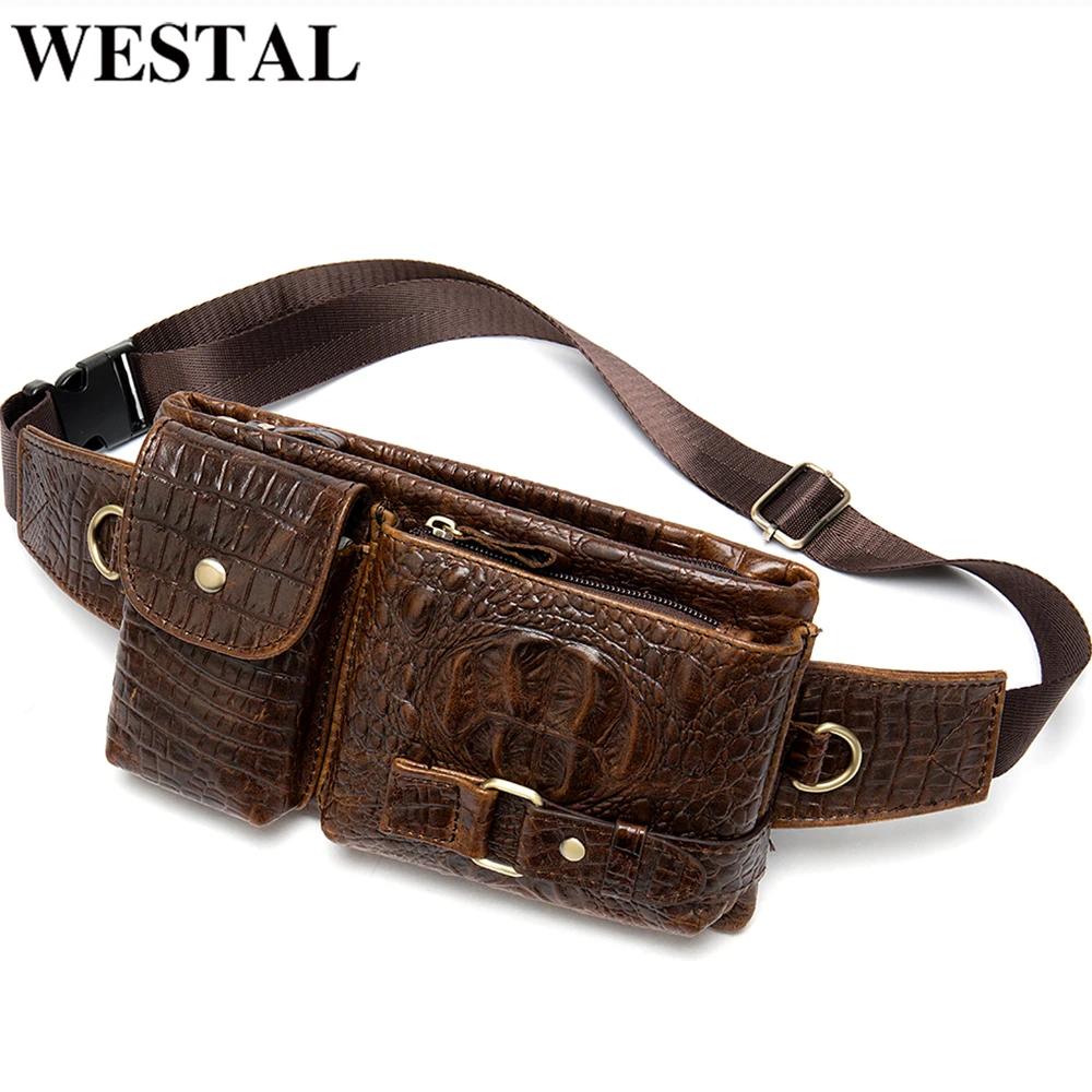 WESTAL Women's Belt Bag for Phone Hip Banana Bag Genuine Leather Belt Pouch Women's Waist Bag Female Fanny Pack Travel Sport Bag