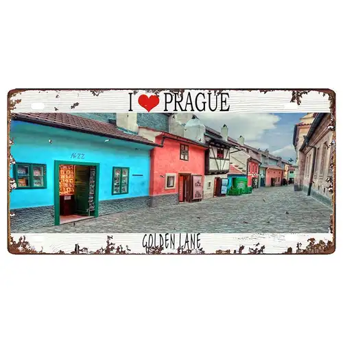 Prague Travel City Car Lisence Vintage Poster Souvenir Metal Sign Retro Plaque For Wall Shop Bar Home Decor 30X15CM  DC-0958A - Image 25