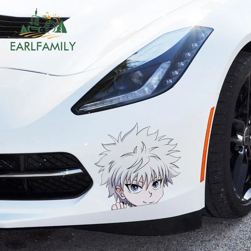 EARLFAMILY 26cm x 24.8cm for Hxh Killua Peeker Vinyl Car Stickers Waterproof DIY Anime Car Warp Scratch-proof Decal for Vehicle