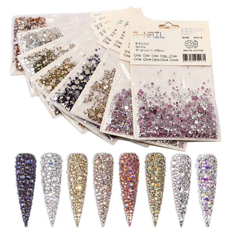 New 1440Pcs ss3-ss20 Flatback Crystal and AB Rhinestones For Nail Art Decoration Shoes And Dancing Dress Decoration