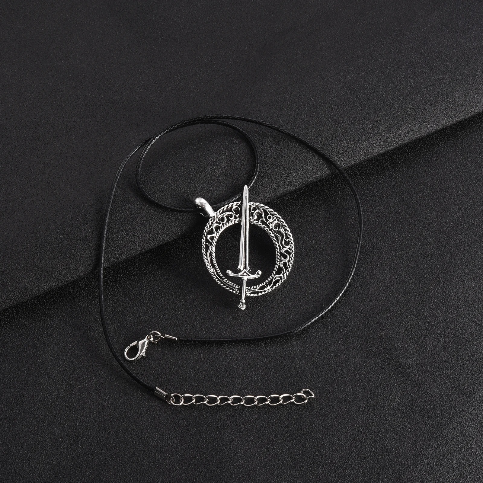 Dark Souls 3 Blade of the Dark Moon Pendant Covenant Dark Souls 3 Sword Pendant Necklace Leather Rope Game Steampunk Jewelry image 5