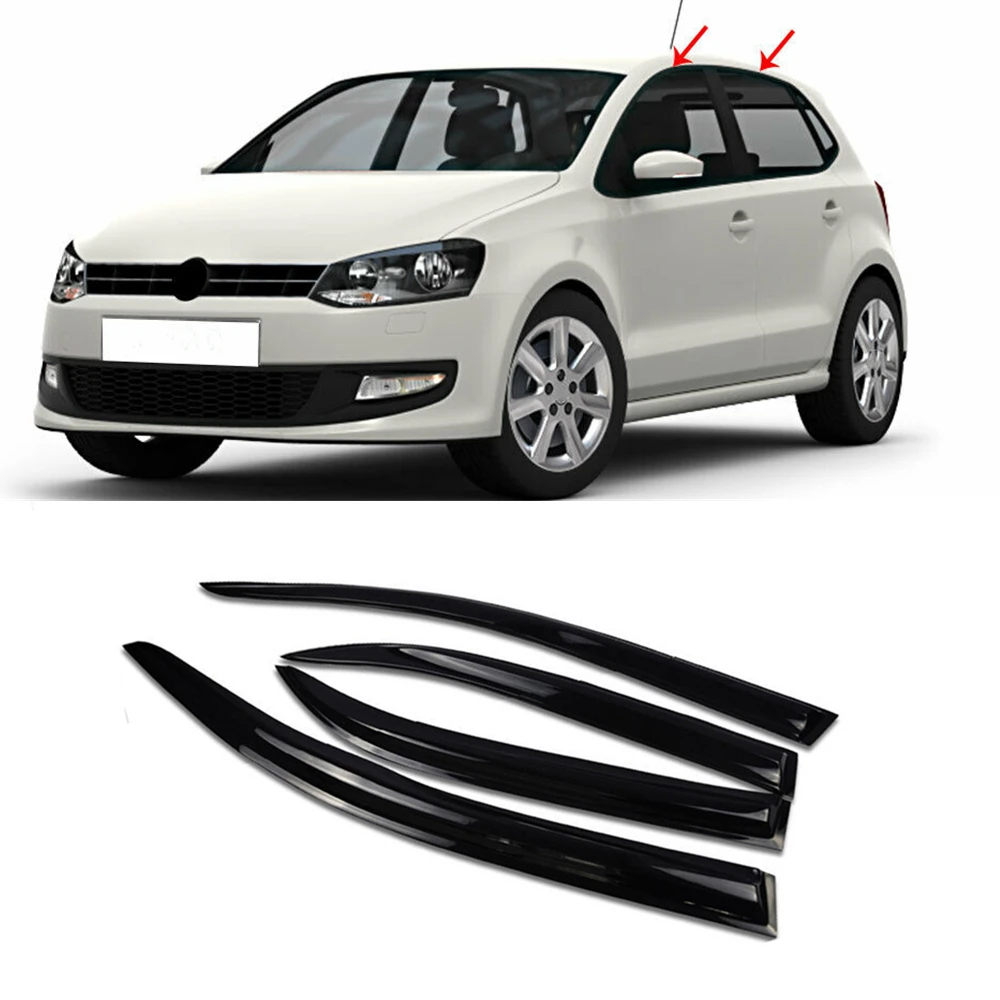 For VW Volkswagen Polo 2011 2012 2013 2014 2015 2016 2017 2018 Side Window Vent Visor Sun Rain Deflector Guard Weather Shiled