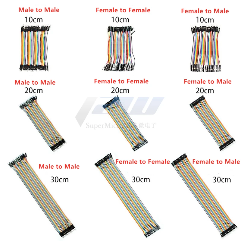 1 PCS DuPont Wire Female to Female, Male to Female, Male to Male, 40P Color Cable Connection Cable 10 /20 /30CM, 40P DuPont Wire