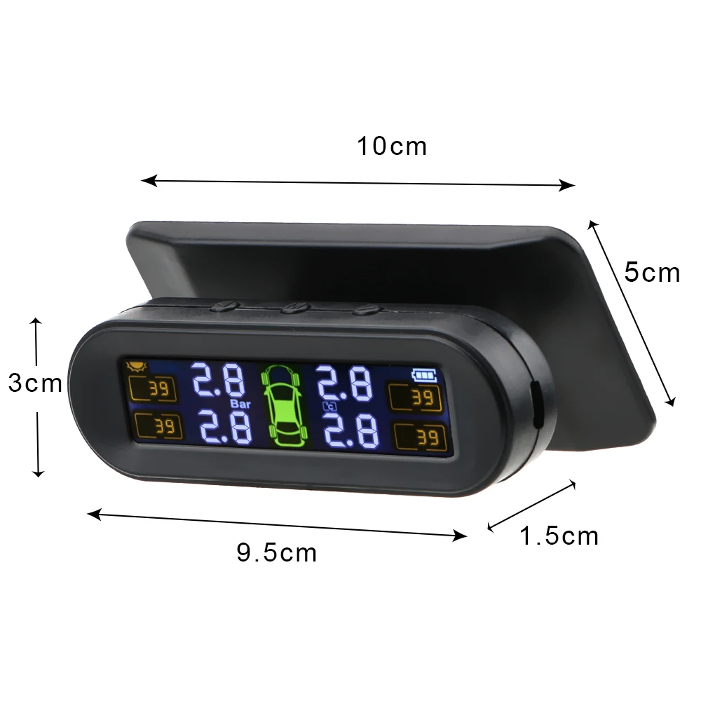 Car Tyre Pressure Monitor Solar TPMS Tire Pressure Monitoring System Temp Warning Fuel Save 4 External Sensors Set Accessories