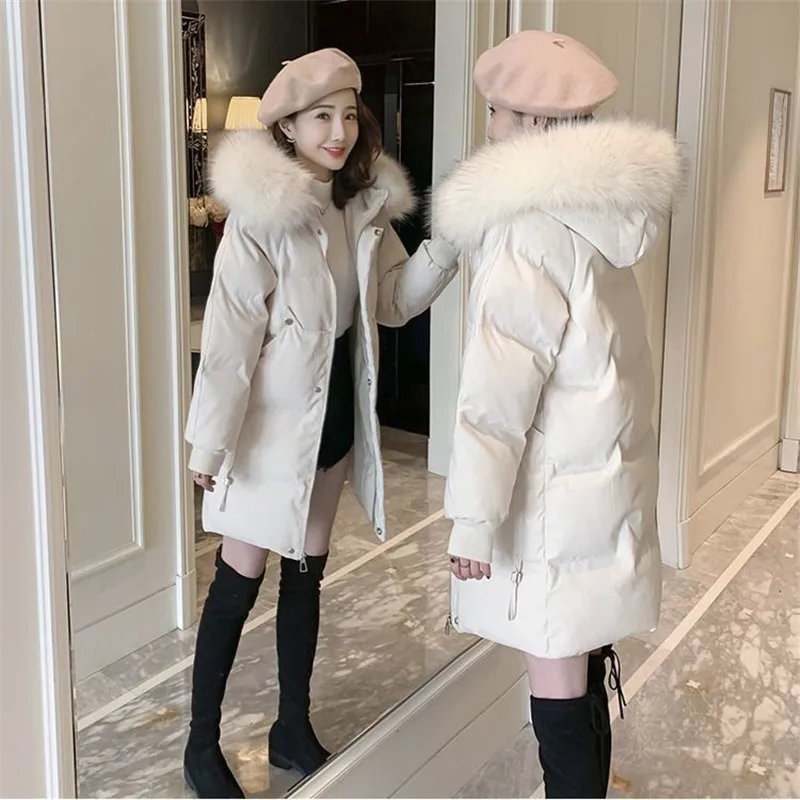 2024 Winter New Cotton Padded Jacket Female Mid-Length Outwear  Hooded Down Coat Women Parkas Loose женская куртка Ladies Top