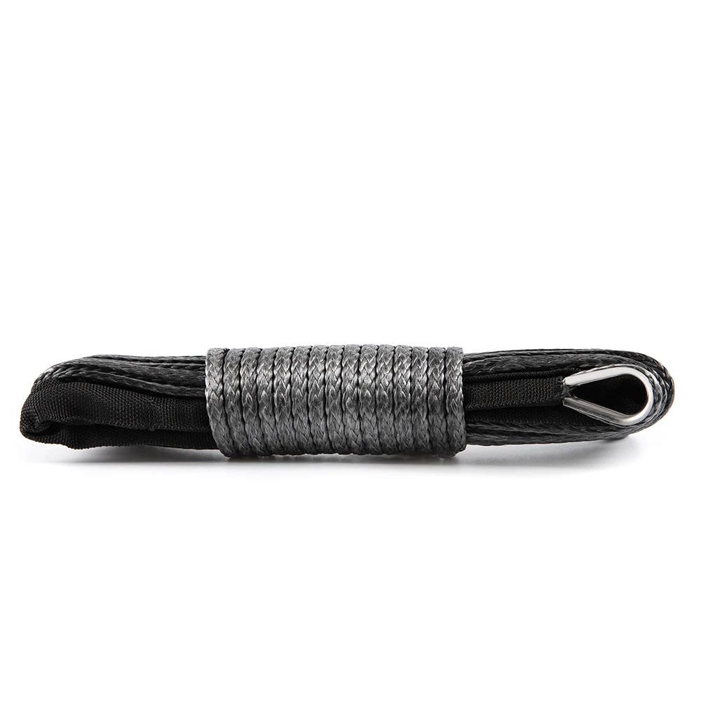 6mm x 15m 1/4’’ x 50ft 7700LBs Plasma Cable Synthetic Winch Line Uhmwpe Rope with Sheath Car Accessories for ATV UTV Off-Road