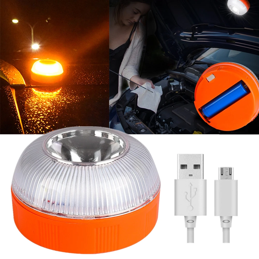 

USB Rechargeable LED Road Flares Emergency Lights V16 Roadside Warning Car Safety Beacon Flashing Lamp Magnetic Camping Light