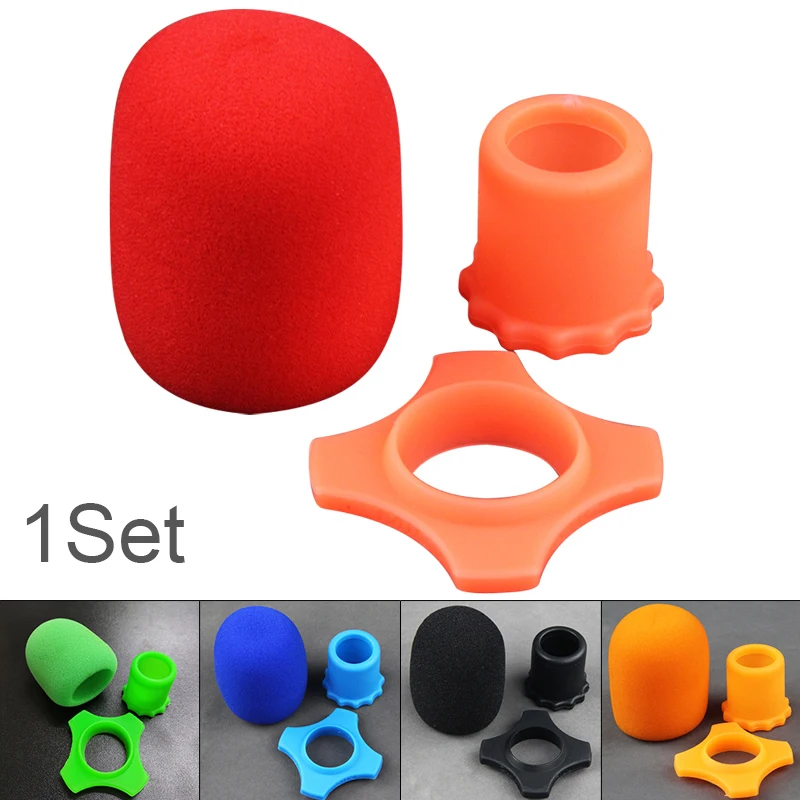 Étui antidérapant Anti-roulis pour Microphone, avec couvercle en éponge, Protection du micro, anneau en Silicone, support de manchon inférieur