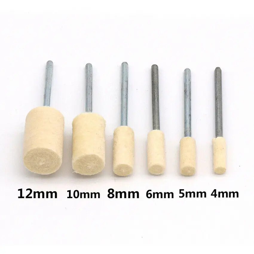 12pcs lana feltro lucidatura sbavature punta ruota Bob 3/32 ''gambo per gioielli rotanti
